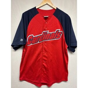 St. Louis Cardinals Majestic Baseball Jersey Mens Red Black Button Front NWOT